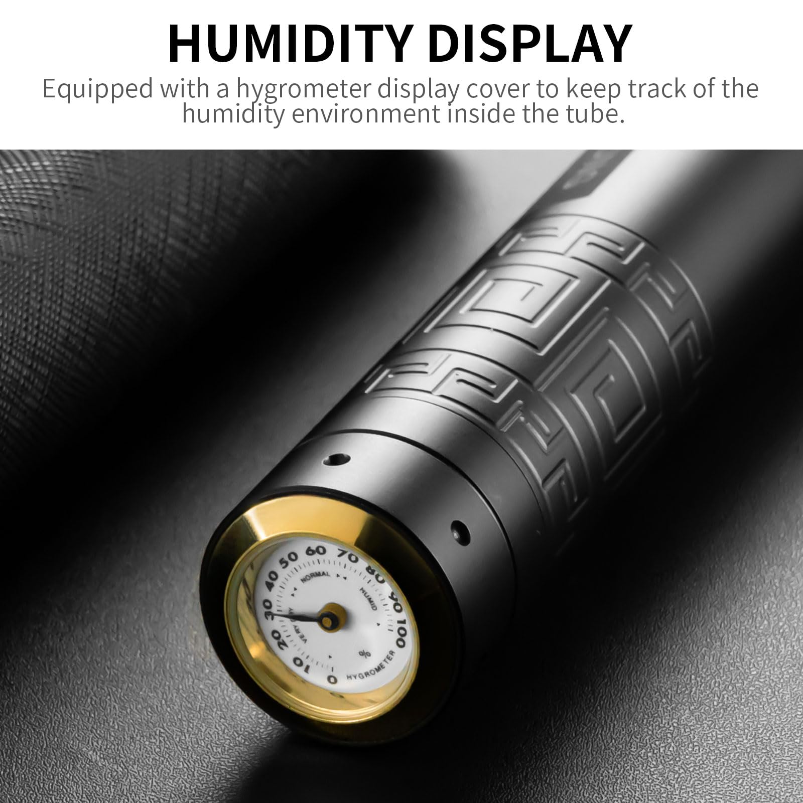 CIGARLOONG Zigarren-Rohr, 3-in-1-Zigarren-Humidor mit Hygrometer, Zigarrenlocher und Zigarrenhalter, langlebiges Zigarrenetui für Reisen im Freien, tragbare Aufbewahrung (Gold)
