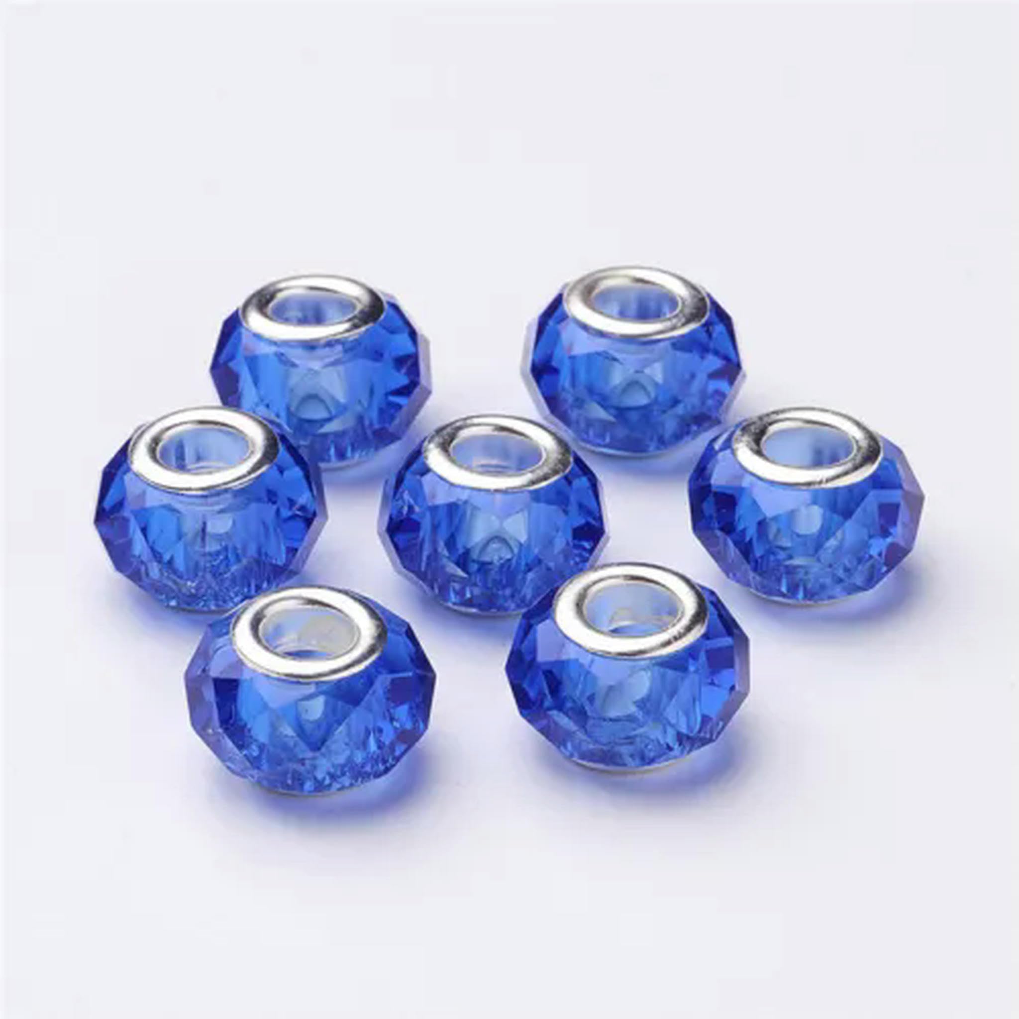 Koraliki z dużym otworem, Opakowanie 100 mosiężnych koralików z otworem 14x8 mm, wielokolorowe(RoyalBlue)