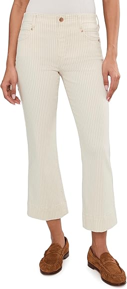 Mid-Rise Gia Glider Crop Flare Jeans With Wide Hem 27" Inseam