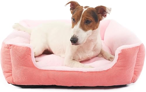 Miniatura 8 de Cama para perro con laterales de refuerzo, sofá cama cuadrada pequeña para perro, lavable, de pana, antideslizante, suave, 20 x 19 x 6 pulgadas