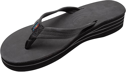Rainbow Sandals Correa de cuero de 34" con cuña de cuatro capas para mujer