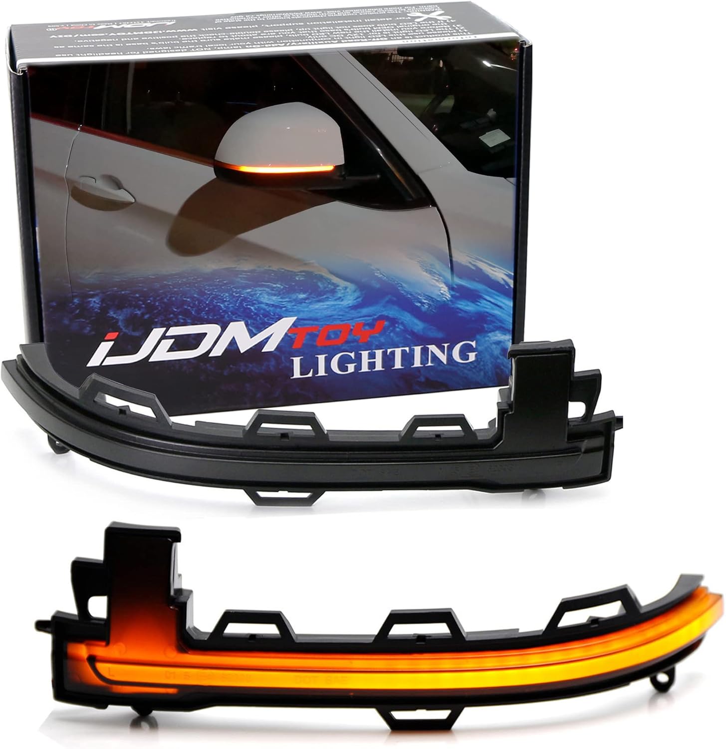 iJDMTOY Smoked Lens Dynamic Sequential Blink LED Side Mirror Turn Signal Light Strip Assembly Compatible With 2014-2018 BMW X5, 2015-2019 BMW X6