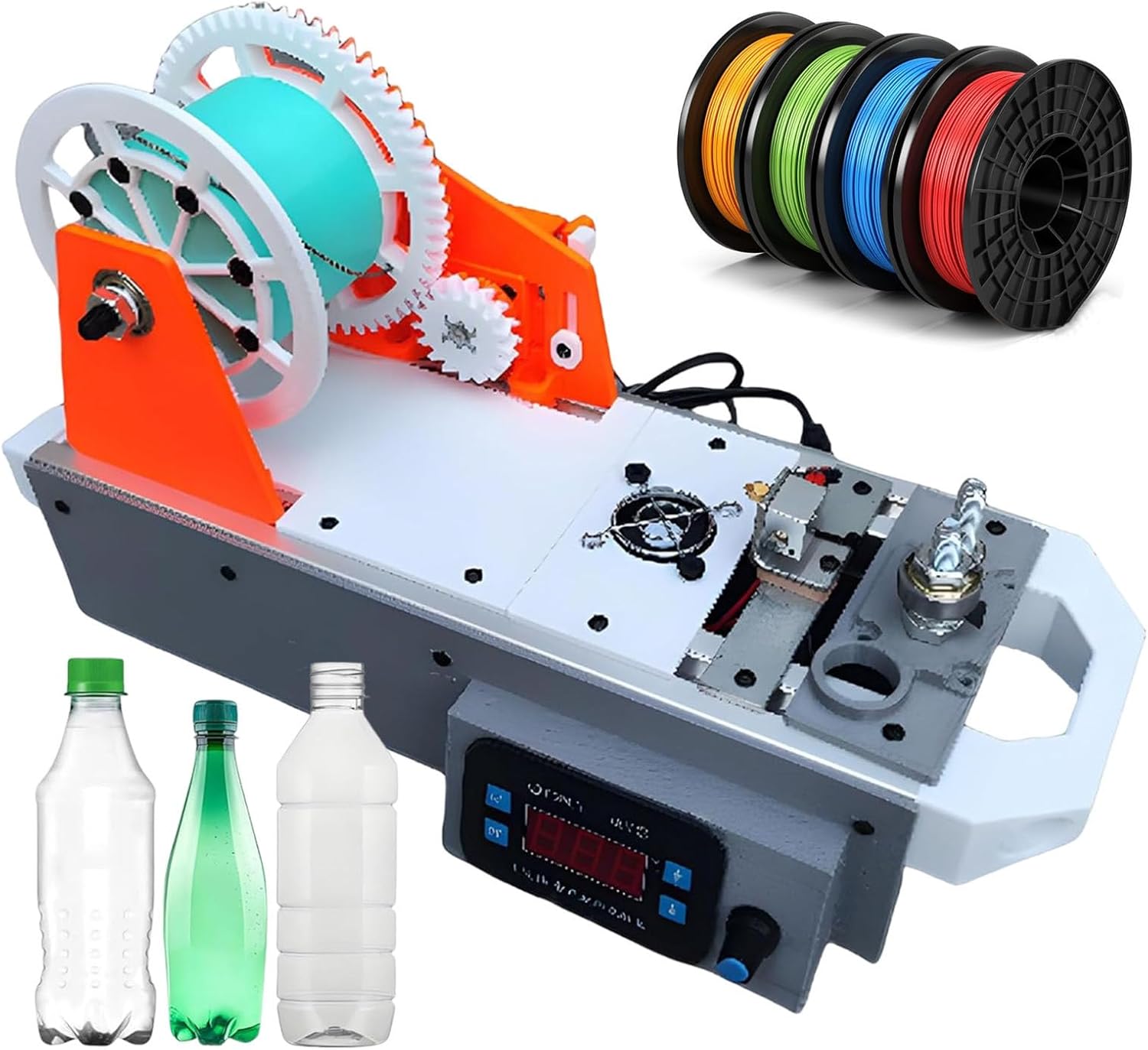 1.75mm Filament Extruder Machine for 3D Printing, Recycled PET Bottle Recycler for DIY Studios, with Digital Display, Temperature/Speed Adjustable A