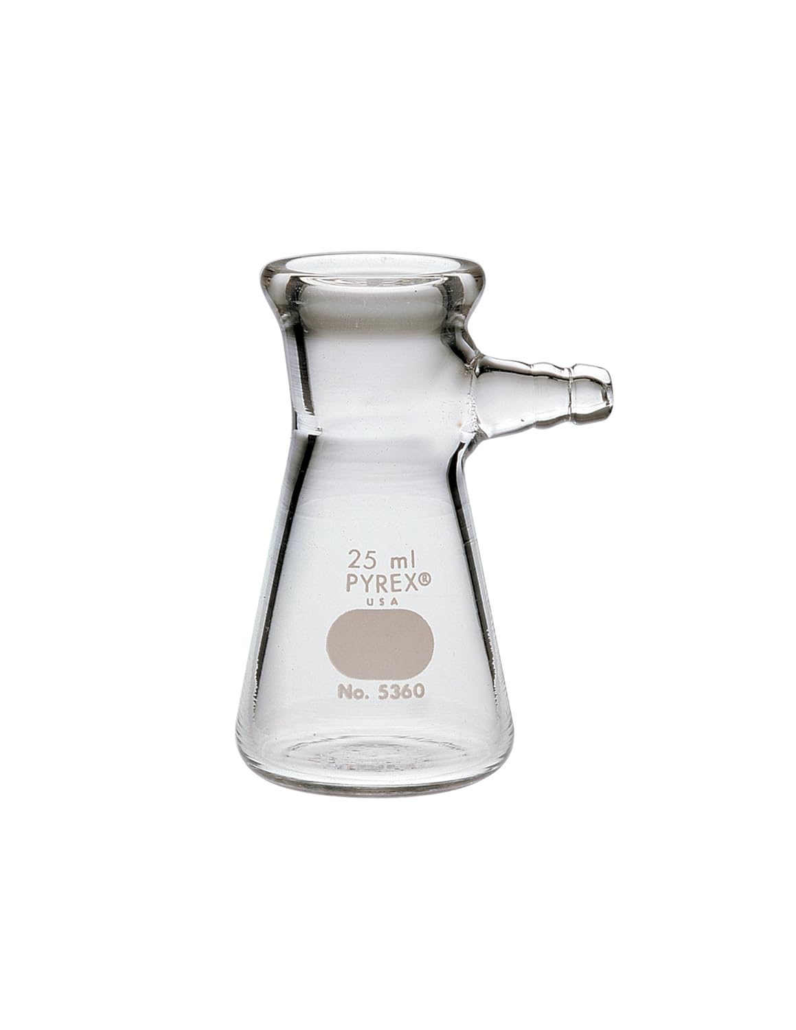 Pyrex Borosilicate Glass Narrow Mouth Micro Filtering Flasks with Sidearm Tubulation, 125ml Capacity (Case of 18)