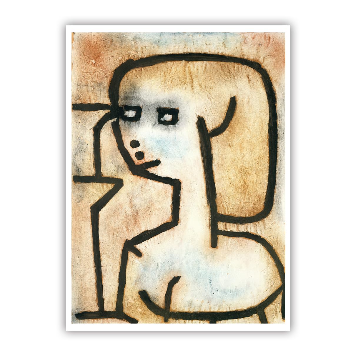 SHENGPOSTER Minimal Abstract Portrait Canvas Prints Paul Klee Style Girl in Mourning Unframed Wall Art Poster for Home Office Wall Decor Frameless 70x90cm