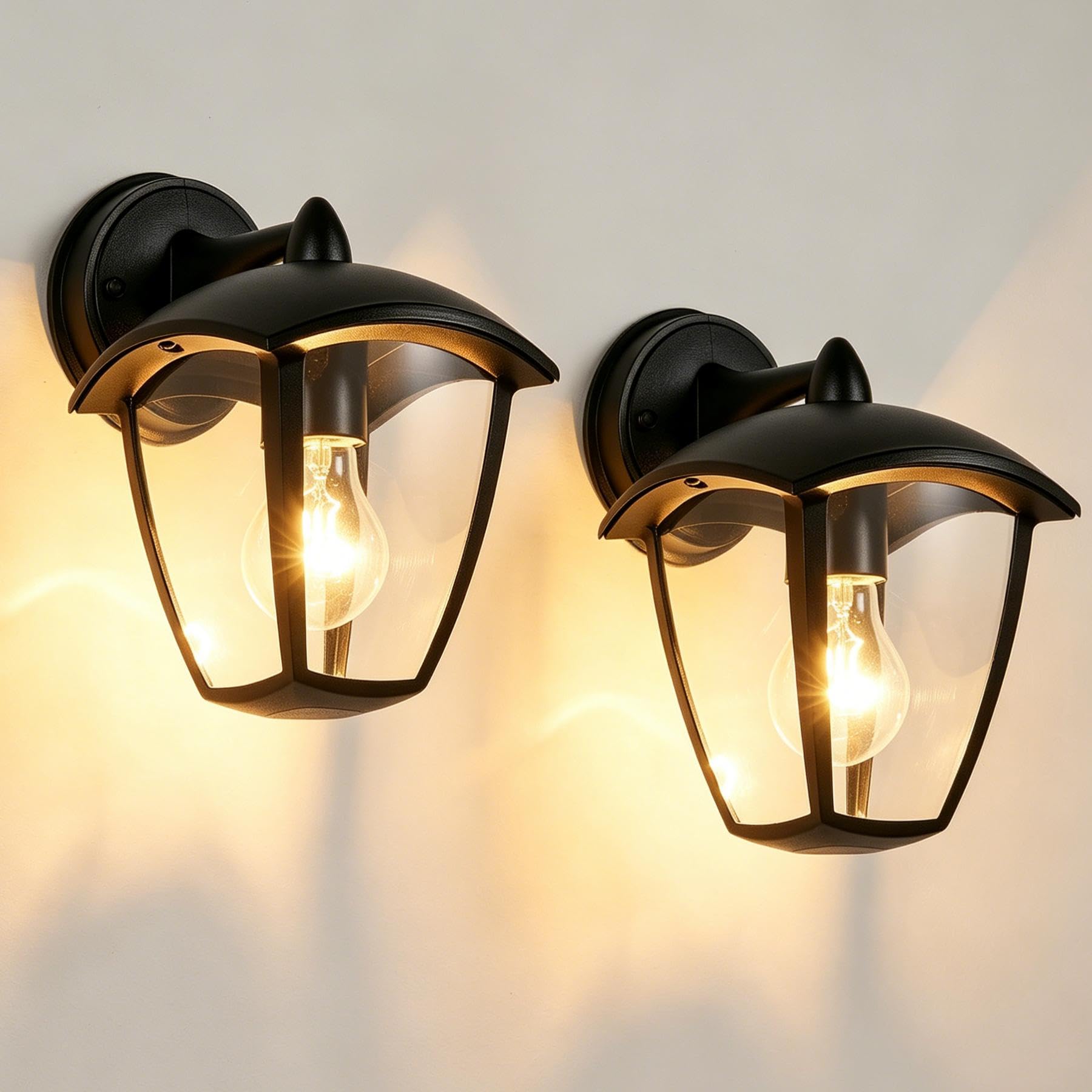Harper Living Outdoor Wall Lights Set Of 2E 27 Outside Mains PoweredIp 54 Weatherproof AluminumBlack Exterior Lamp With from B&Q