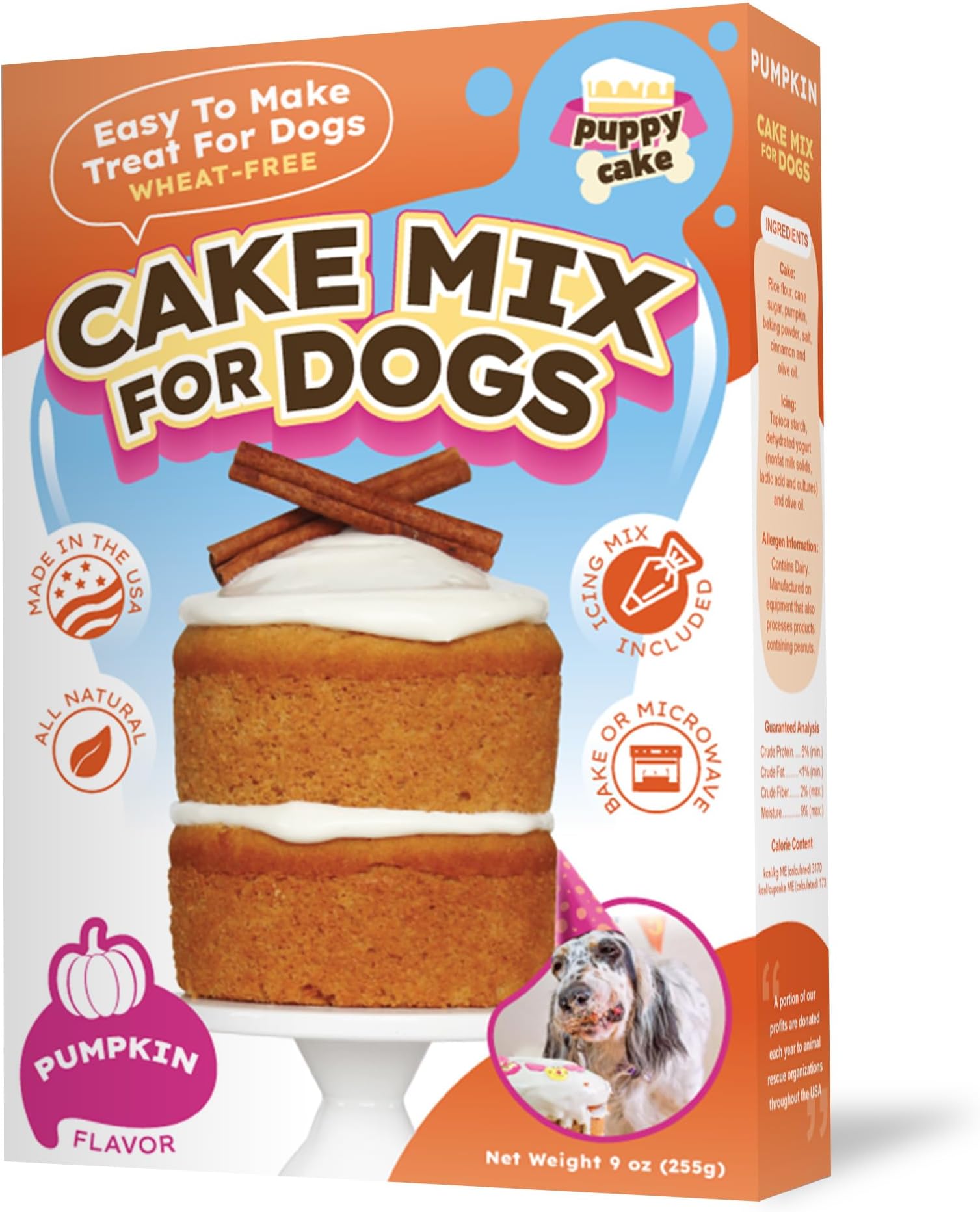 Puppy Cake Pumpkin Cake Mix and Frosting (Wheat-free) for Dogs-9 oz