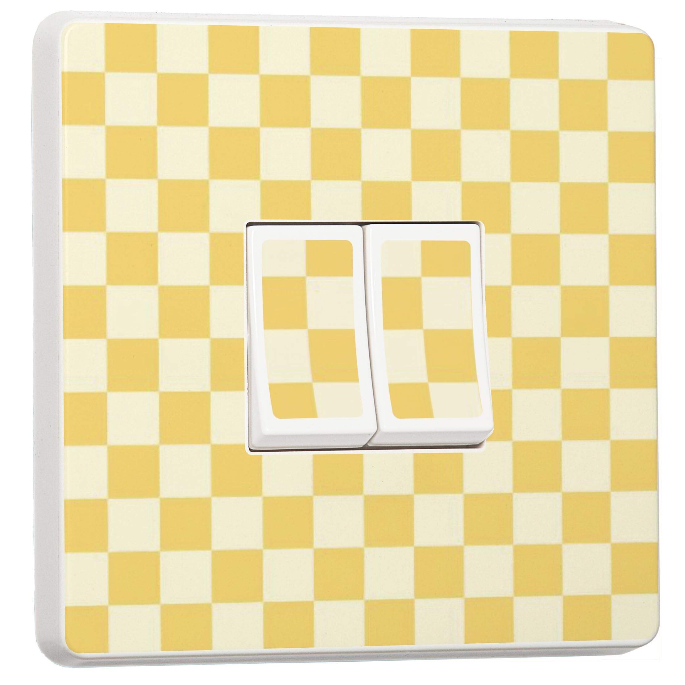 Stika.co Yellow Checker Print Vinyl Light Switch Stickers – Set Of 2 Decorative Skins For Single Or Double Switches | Modern Home Decor In Pink, Red, Green, Orange & More (, Double)