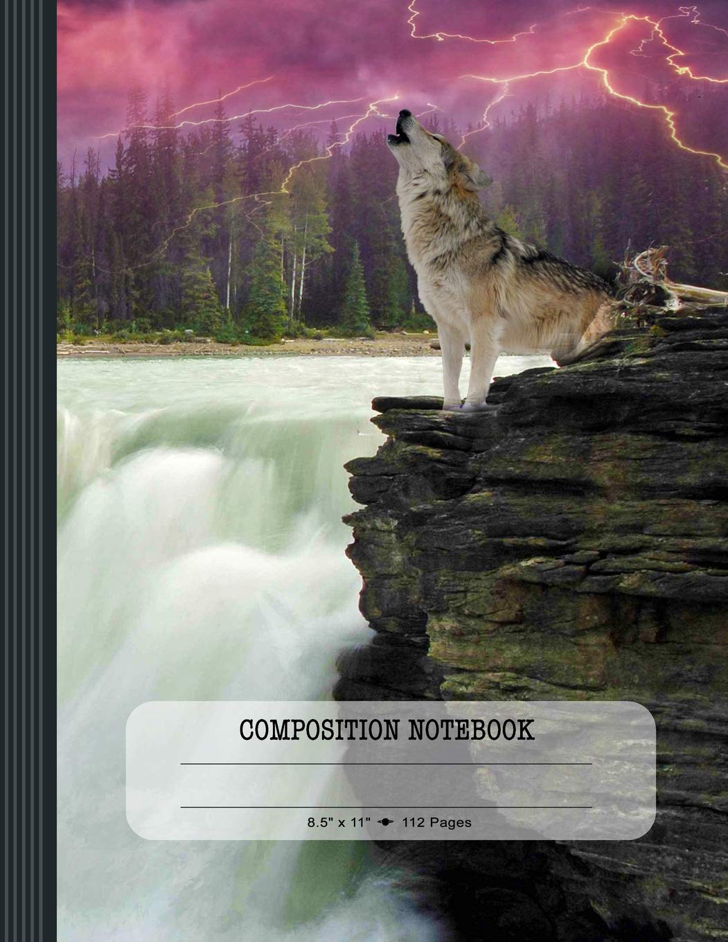 Composition Notebook: College Ruled Lined Writing And Journaling Paper Book 8x5" Inches Large - Blank Wolf And Dog Image Journal
