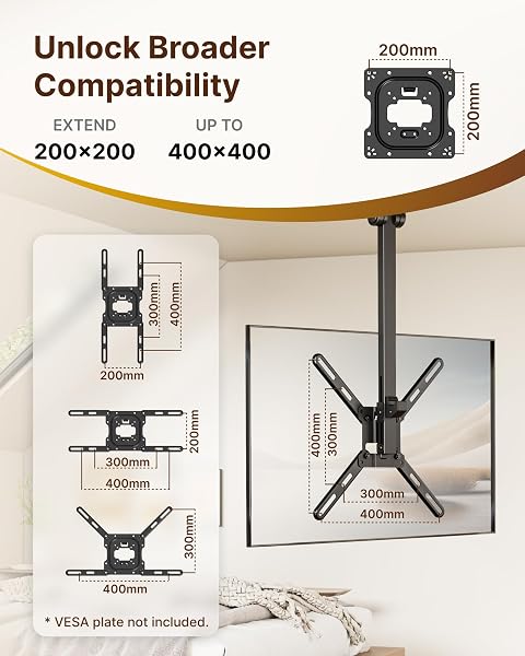 monTEK Steel VESA Mount Adapter Kit, Universal Extension Bracket Fits 32"-55" LCD LED TVs up to 30kg, Conversion Plate Expands VESA Patterns to 300x300 & 400x400, Includes 52 Mounting Hardware - 5