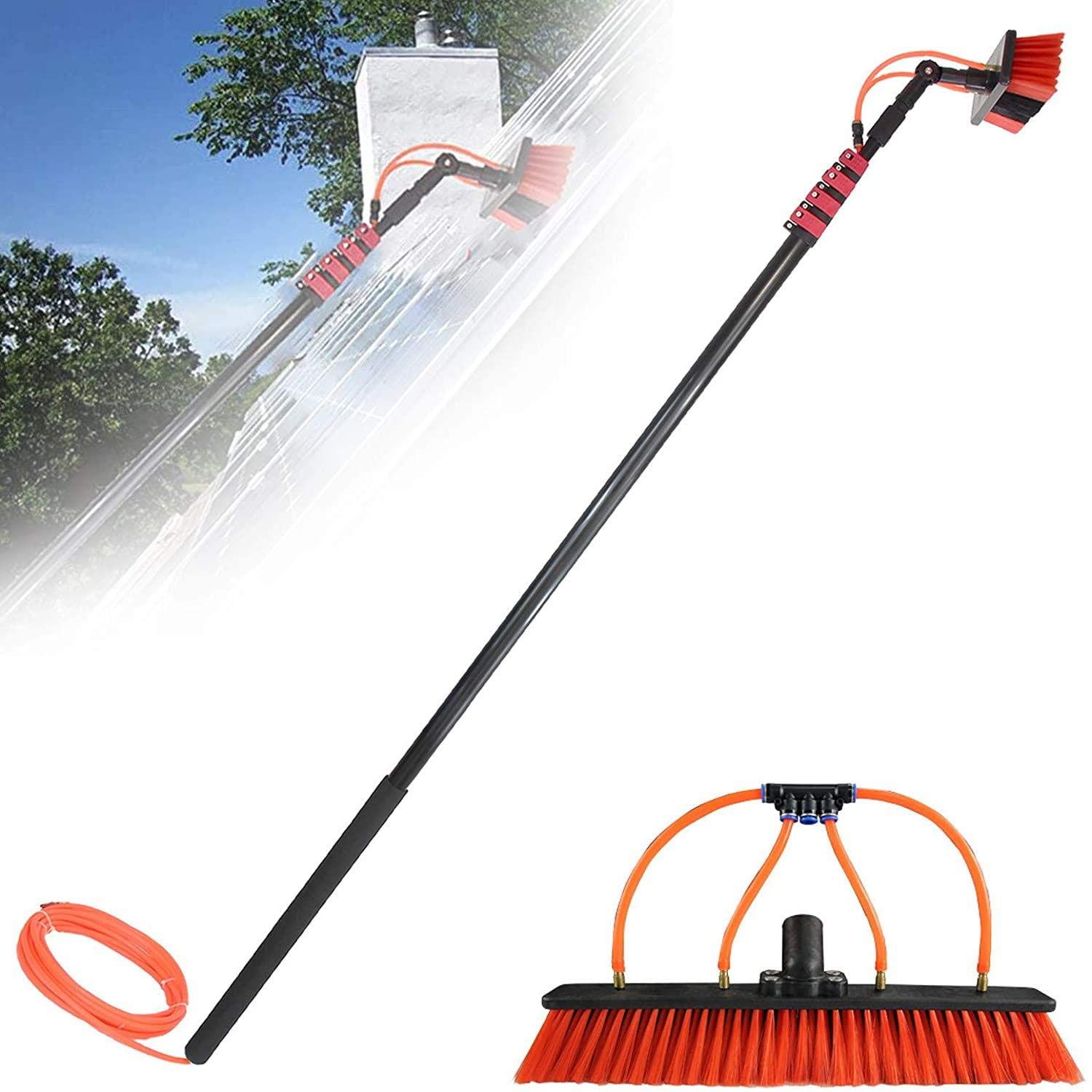 GYEQXKT Telescopic Water Pole Cleaning Kit for Windows & Solar Panels (3.6m) - 35cm Brush Head, 21ft Extension, Perfect for High Reach Cleaning & Streak-Free Shine