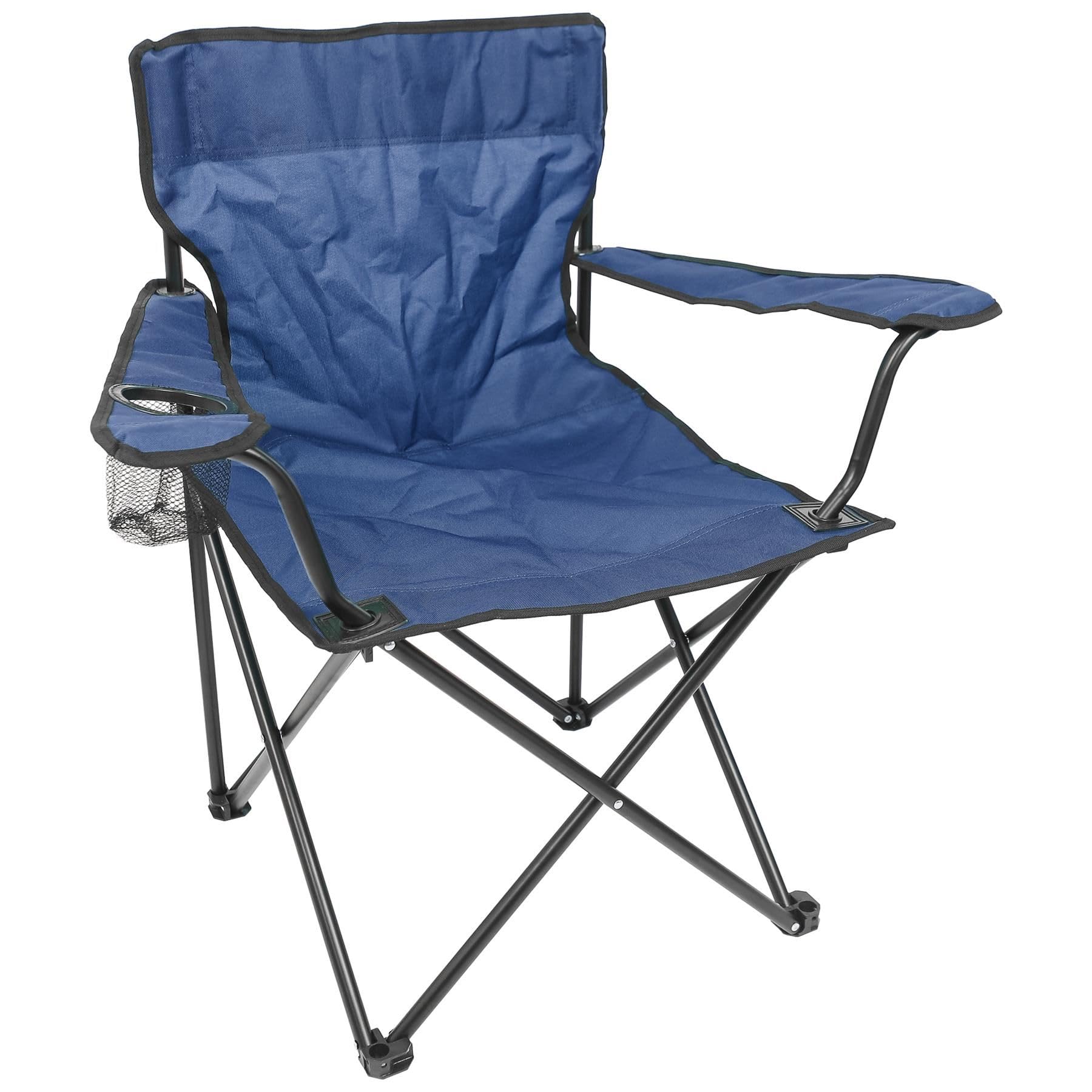 Harbour Housewares Folding Camping Chair - Navy - Pack of 1 - Canvas Outdoor Lawn Seat for Picnic, Garden, Beach, Hiking, Fishing