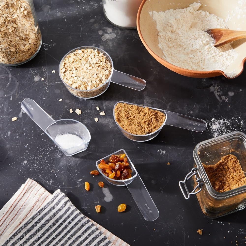 Visual Measuring Cups – Easy-Read, Fraction Shaped Measuring Cups – Clear, Shatterproof and Dishwasher Safe, Made in USA