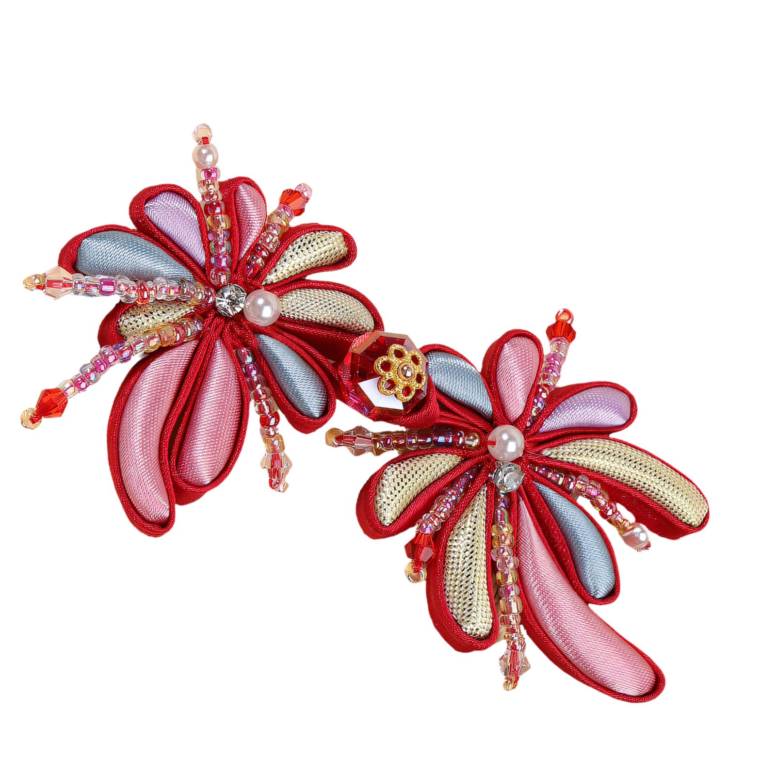 Mekalero B Glossy Fabric Utton Embellishment Chinese Frog Closure With Pearl Like Accent For Clothing Craft Work Mandarin Closure Chinese Knot Trim Ornate Sewing Utton Fabric Petal Trim Eaded Garment