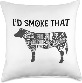 I'd Smoke That Cow Gear I'd Smoke That Cow-Funny Cook Chef and Grilling Master Dad Throw Pillow, 18x18, Multicolor