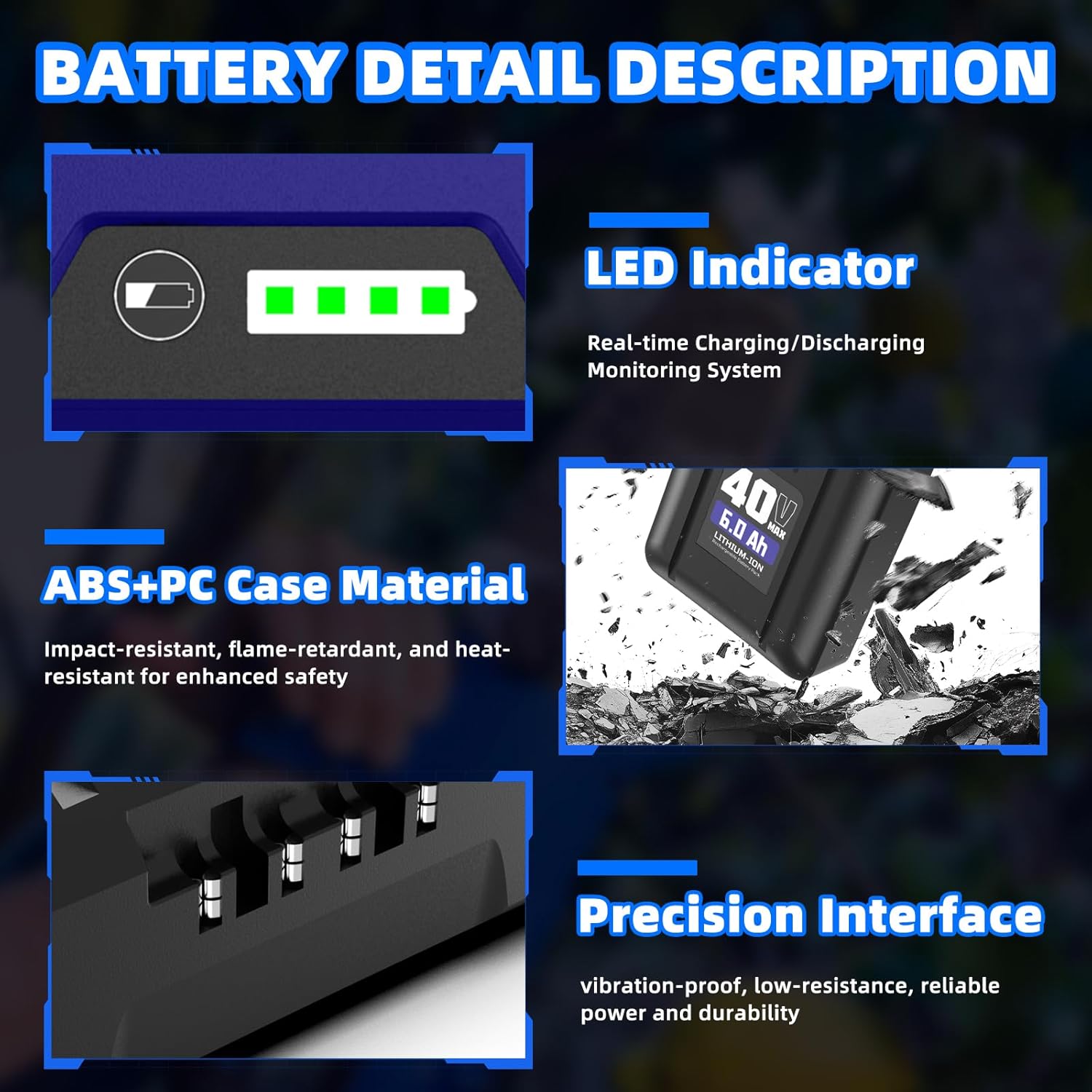 2 Pack 40V 6.0Ah Battery, Compatible with Kobalt 40V Lithium-Ion Batteries KB240-06 KB340-06 KB440-06 KB540-06 KB640-06