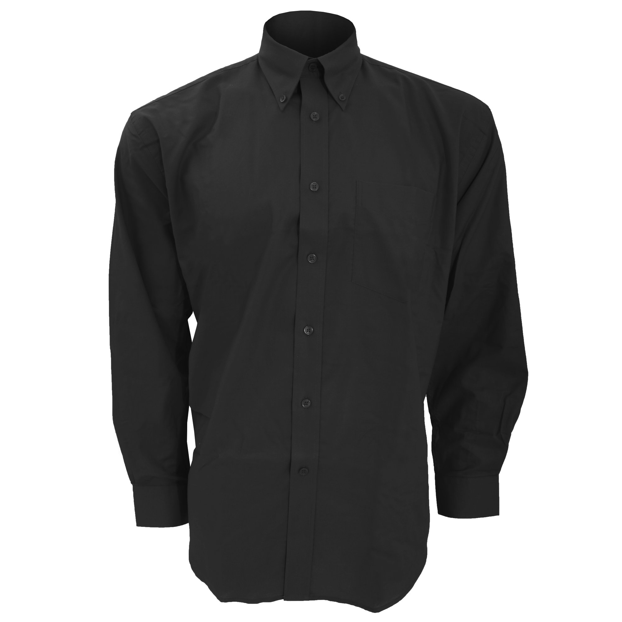 Kustom Kit Mens Workwear Oxford Long Sleeve Shirt (19inch) (Black)