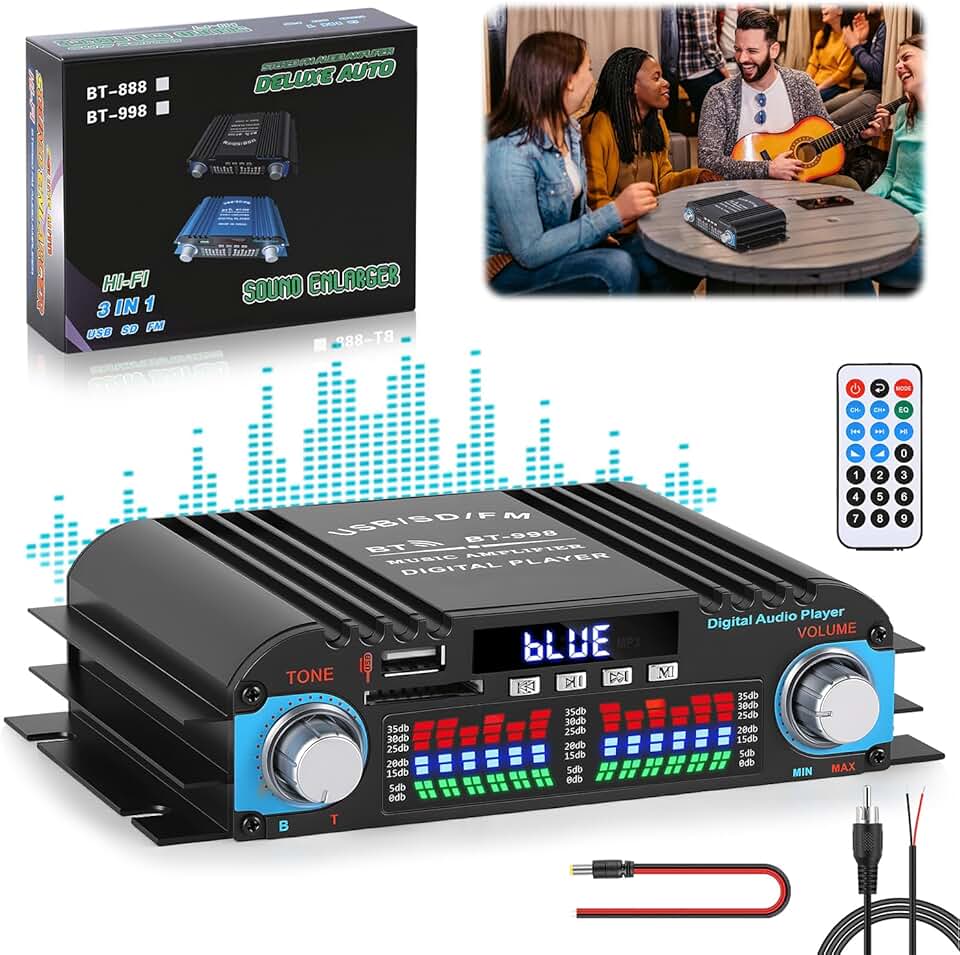 Mini Amplificador de Potência Bluetooth 5.0, Amplificador de Áudio estéreo, HiFi Amplificador Digital de Áudio, Sistema de Amplificador de Potência, Placa Amplificadora de Potência Estéreo