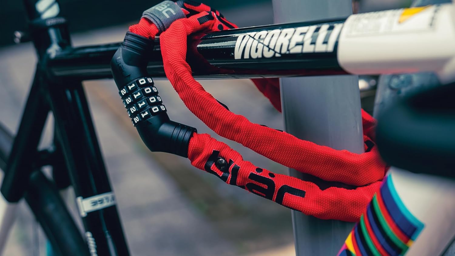 ULAC Street Fighter Neo Chain Lock Combo, Resettable 4-Digit Combination Anti-Theft Bicycle Lock (Lava)