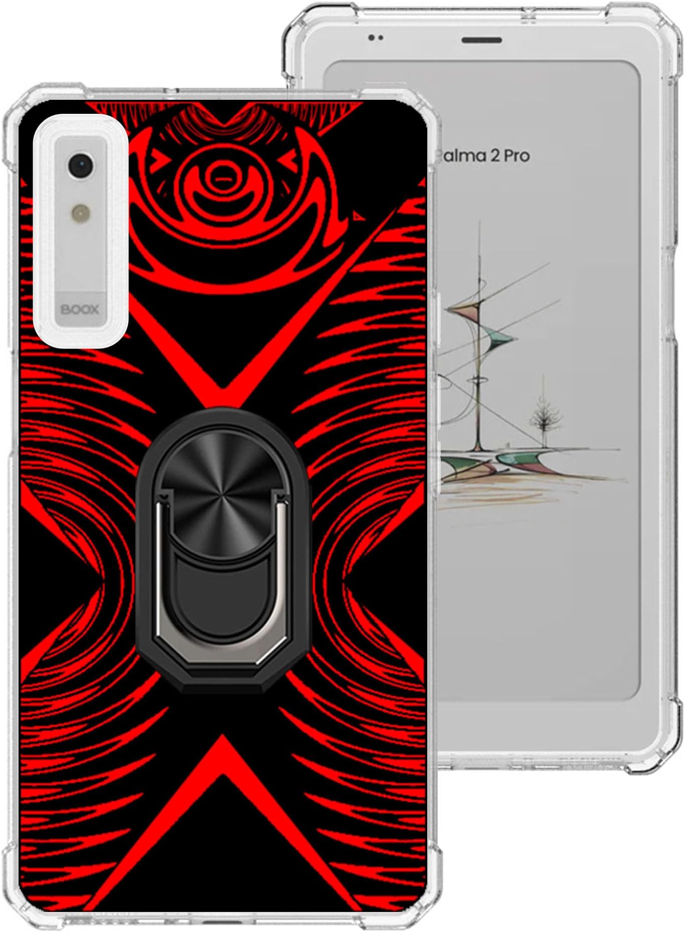 for BOOX Palma2 Pro Case | for Palma 2 Pro Case Transparent [Geometric Pattern][Ring Holder Kickstand][Shock-Absorbing Corners] Shockproof Drop Proof Protective eBook Reader Cases Cover
