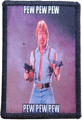 Chuck Pew Pew Morale Patch Removable Hook and Loop for Molle Gear, Operator Hat, Rucksack, Pack Bag, Backpack, Made in The USA