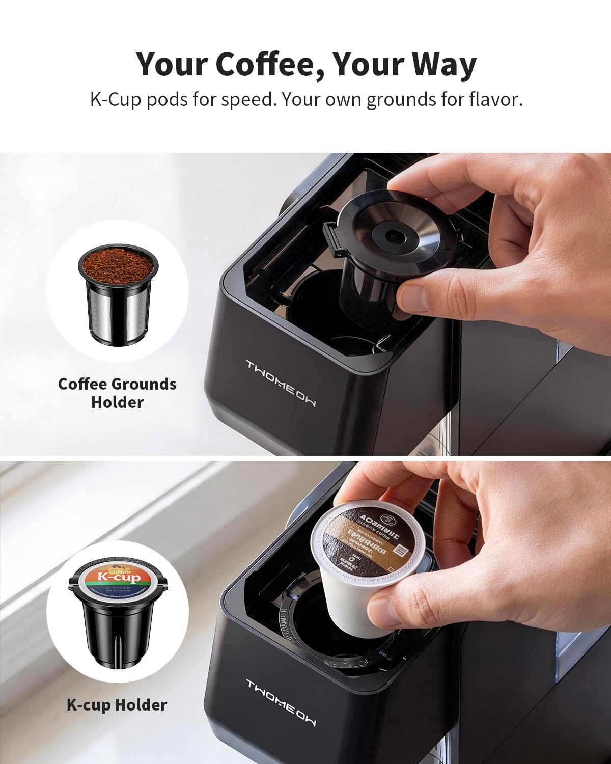 Cafetera de una sola porción, caliente y helada para cápsulas K-cup