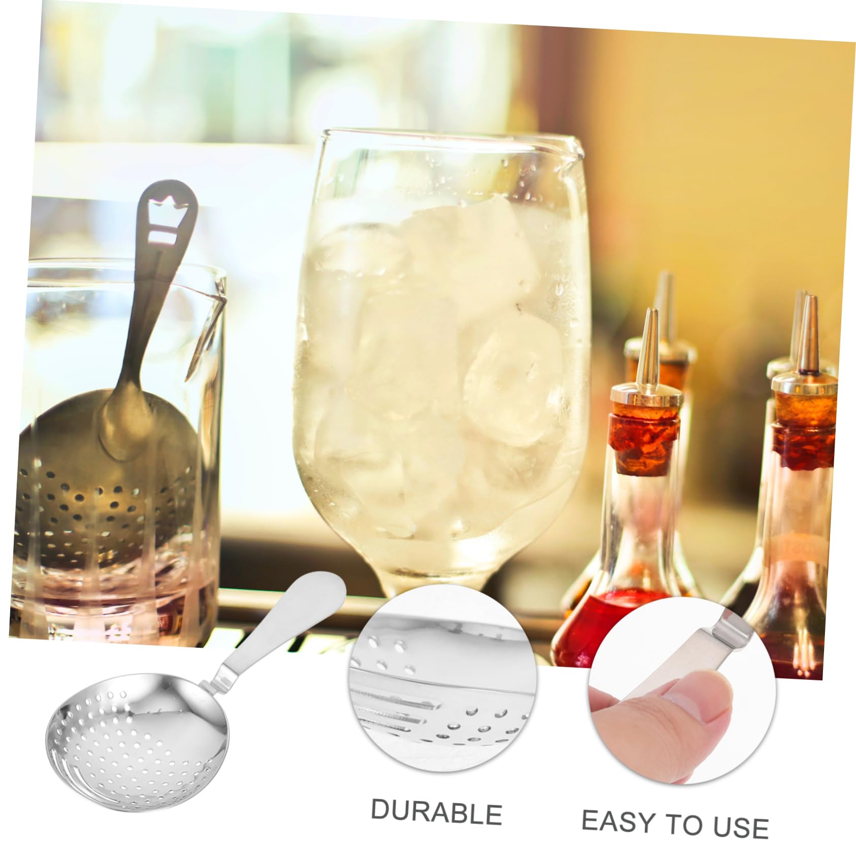 GLEAVI 3 Piezas Colador de Cócteles Inoxidable de Hielo Profesional Bebidas Herramienta de Bar Portátil Mezclador de Cócteles y Separación de Hielo