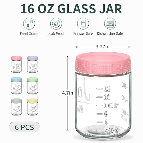 Xyptorix 6-Pack 16oz Overnight Oats Containers