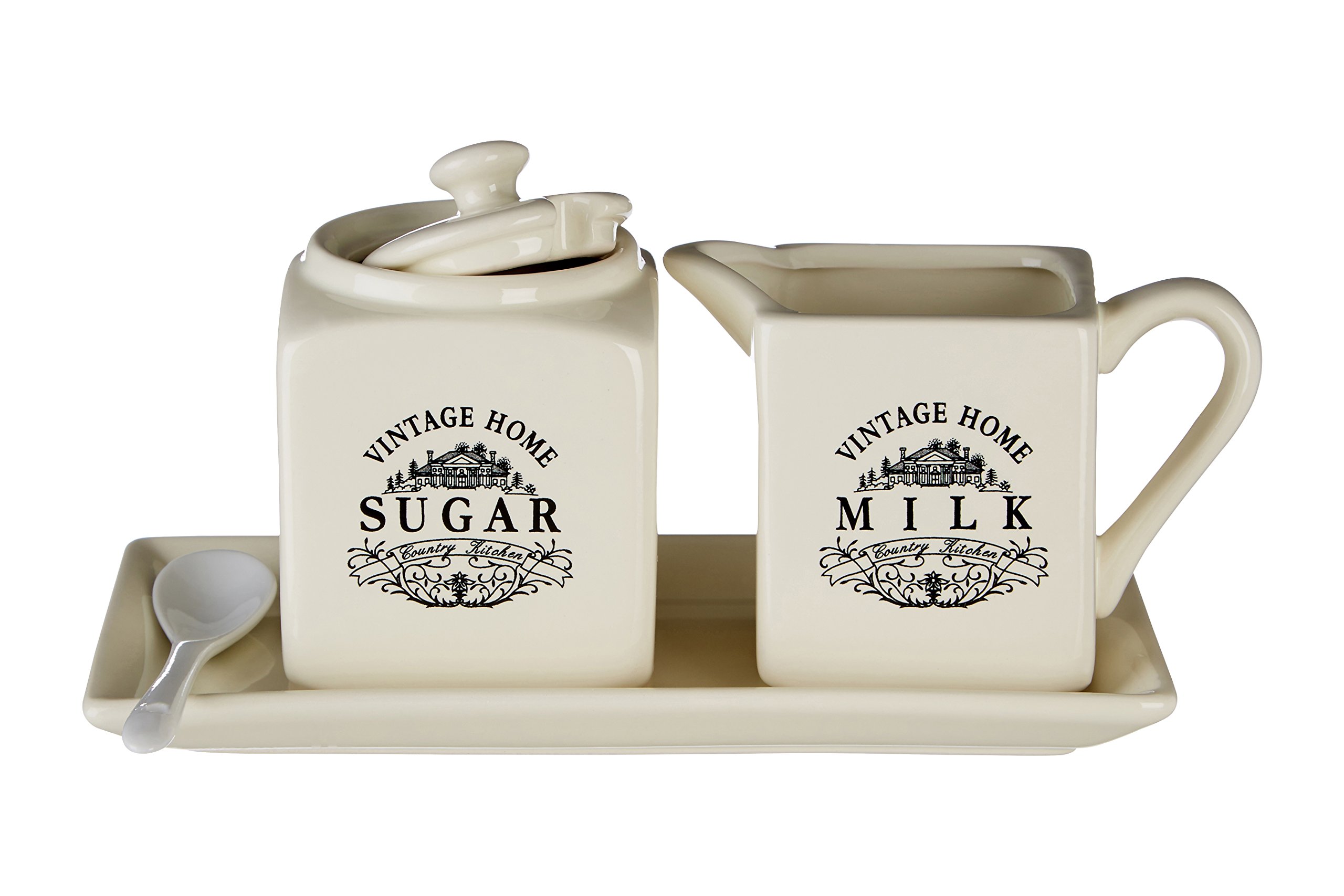 Premier Housewares - Juego de azucarero y Jarra de Leche, Color Crema