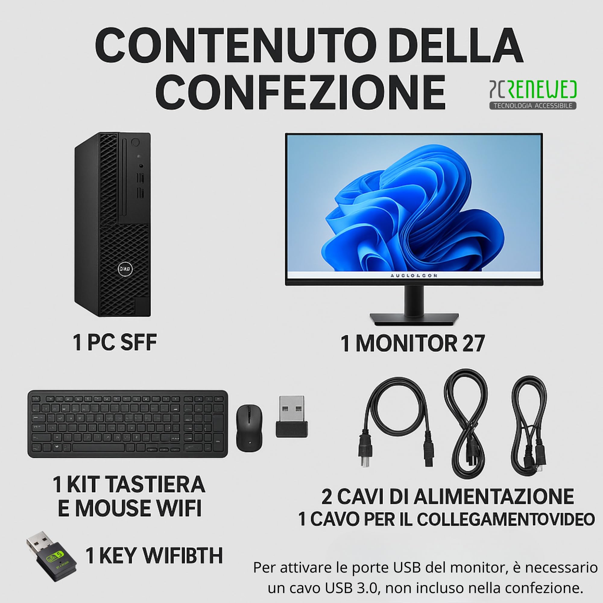 PC Fisso Ricondizionato i7 8700 fino a 4.6GHz | Monitor 27" DELL | 32GB RAM | DVD -RW | 1TB SSD | PC Desktop Ufficio | Windows 11 Pro + Office 2021 | Mouse e Tastiera Wireless