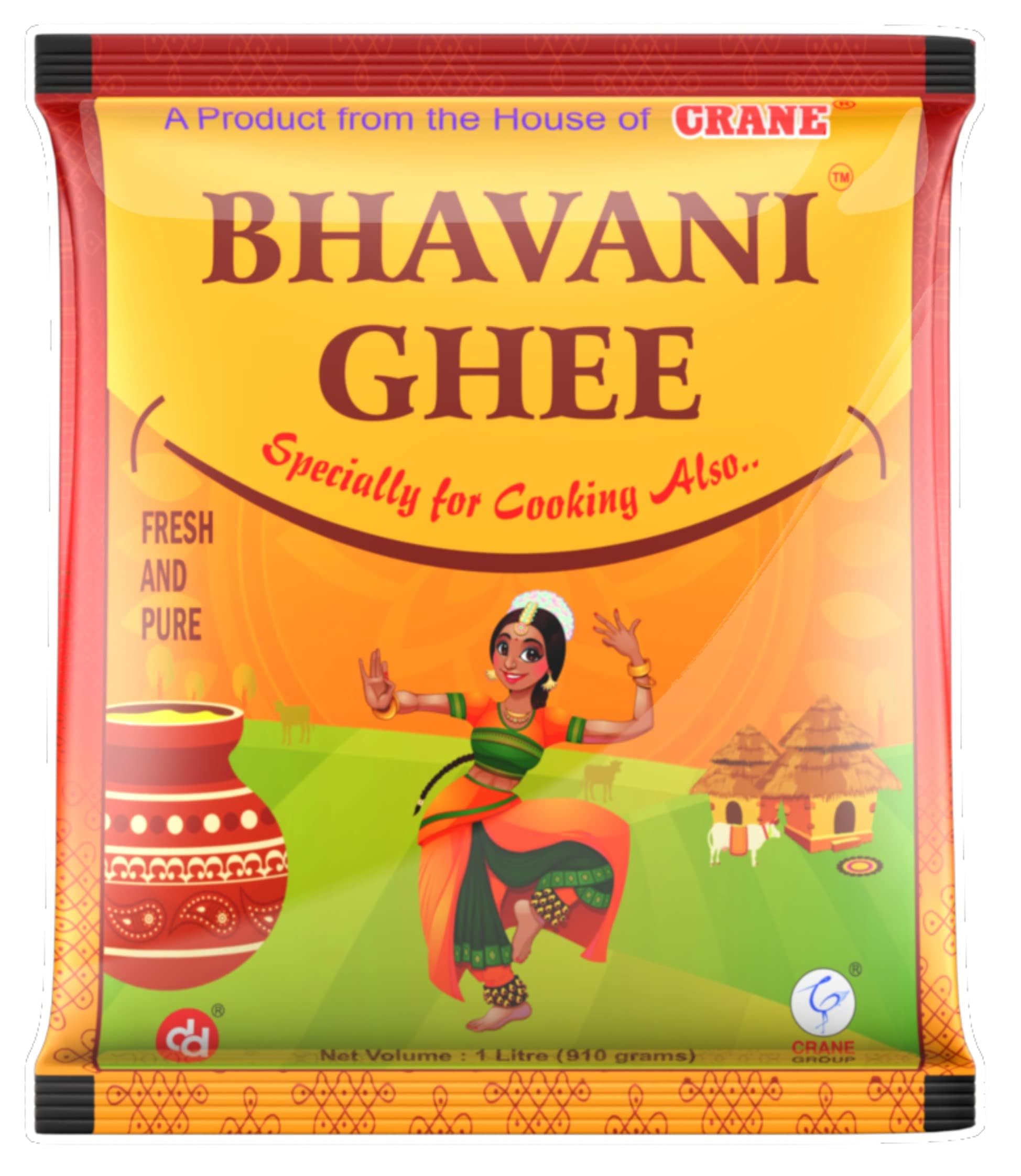 Bhavani Ghee - Buffalo Ghee 1L Pouch | Fssai & ISO certified | Preservative Free | Fresh & Pure Delicious Ghee
