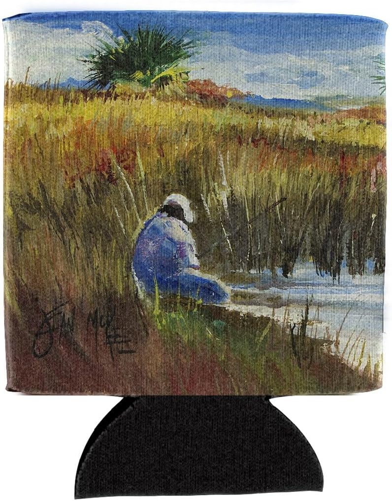 Caroline's Treasures JMK1274CC Fishing on The Bank Can or Bottle Hugger Cooler Washable Drink Sleeve Collapsible Beverage Insulated Holder, Can Hugger, Multicolor