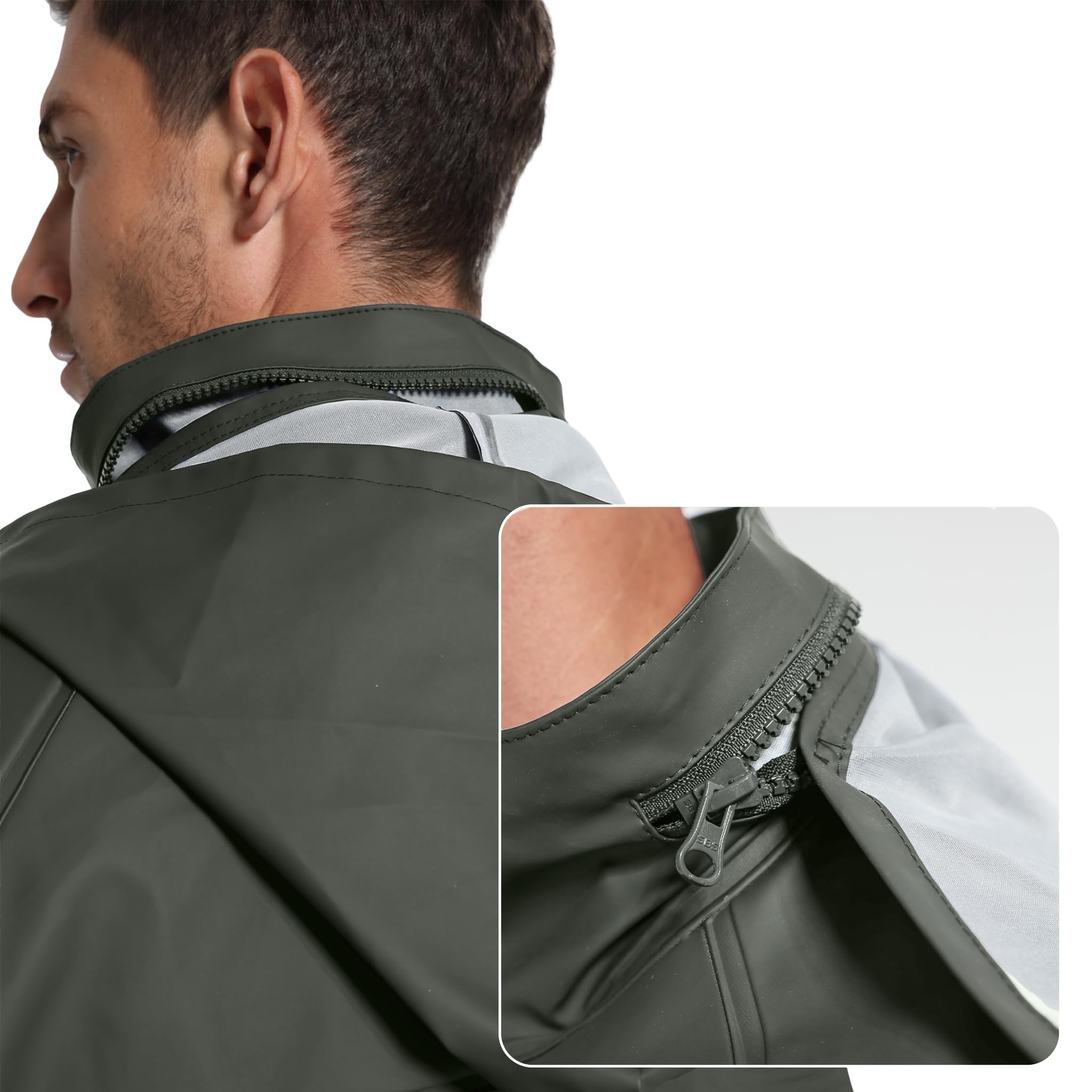 Regenanzug Herren Wasserdicht - Regenjacke & Regenlatzhose mit Abnehmbarer Kapuze, Robuste PU-Arbeitskleidung für Bau, Industrie, Angeln