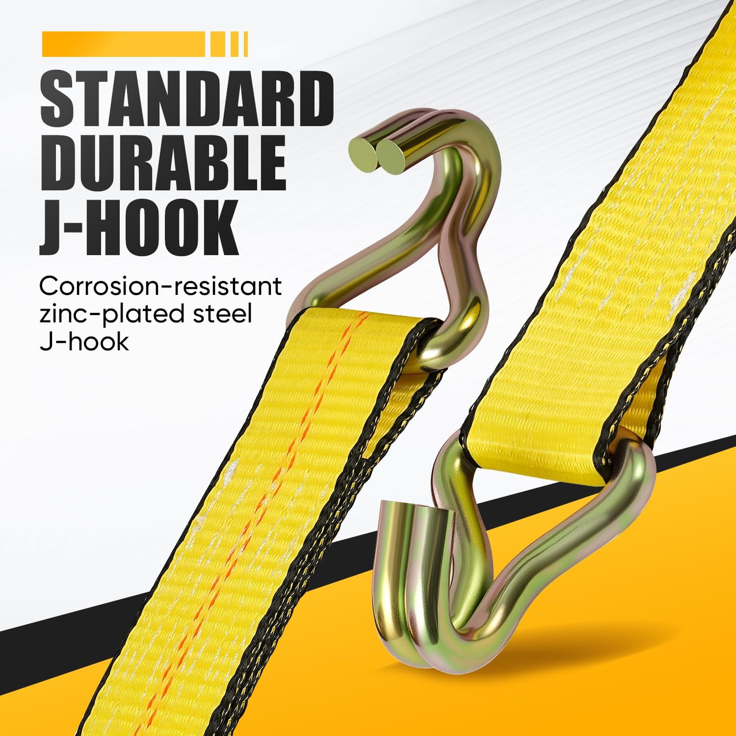 4 Pack 2" x27' Ratchet Strap Tie Down Straps 10000LB Break Strength J Hook Heavy Duty Cargo Ratchet Straps TieDowns 3,333LB Working Load Limit - Image 2