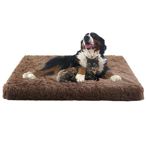 ADUODAO Colchón de jaula para perros con funda extraíble, cama grande antiansiedad para perros