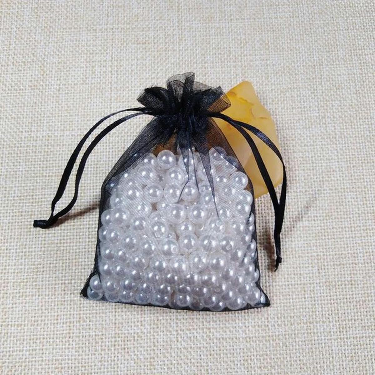 Sacs cadeaux Organza Pochettes à cordon pour bijou Sacs en Organza 7x9 9x12 10x15 13x18cm, 500 pièces/lot, emballage de mariage, sac cadeau, décoration de fête, sac à bijoux, pochettes en Organza(Blac
