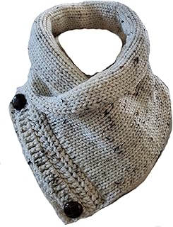 Boston Harbor Scarf Hand Knit Neckwarmer Scarf with Two Buttons Choose Color (Cream Tweed) - Buy now