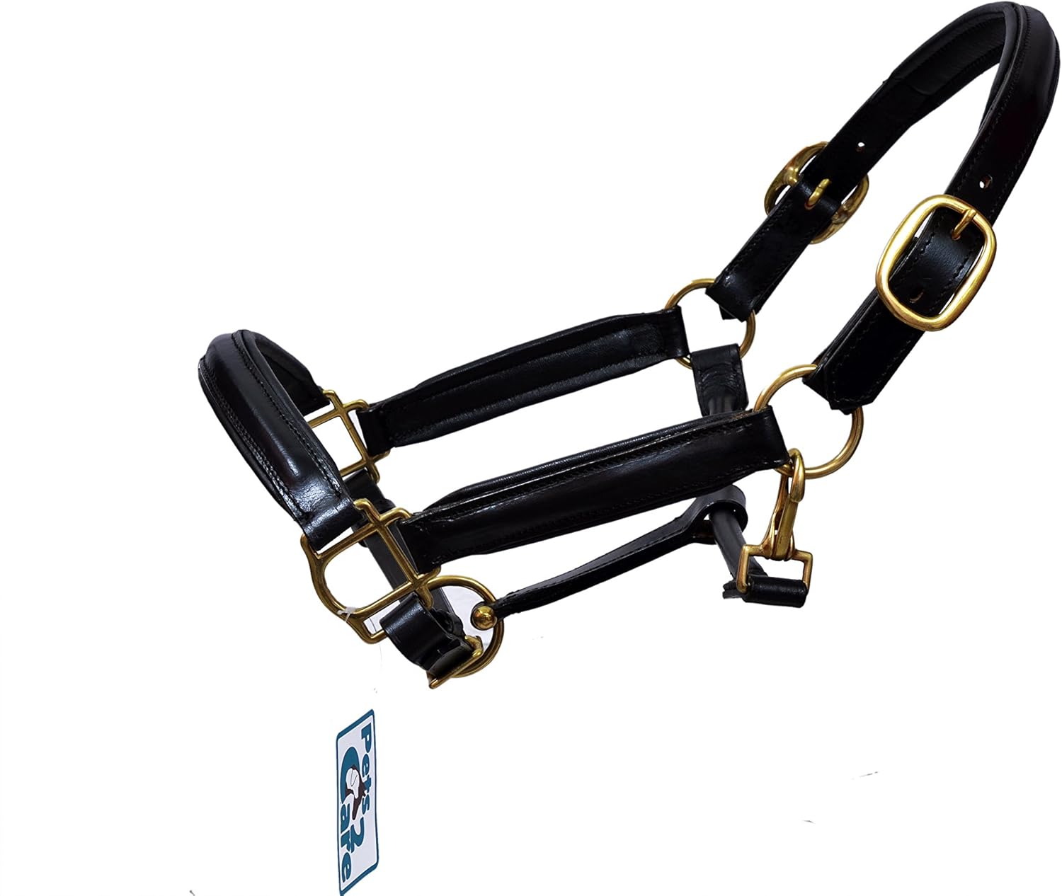 Pets2Care LEATHER HORSE HEAD COLLAR FULLY RAISED AND PADDED BLACK COLOR