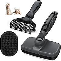 Vista 15 de 3 piezas de cepillo de limpieza autolimpiante, rastrillo de aseo de mascotas y cepillo de baño para perros, gatos y caballos Peine