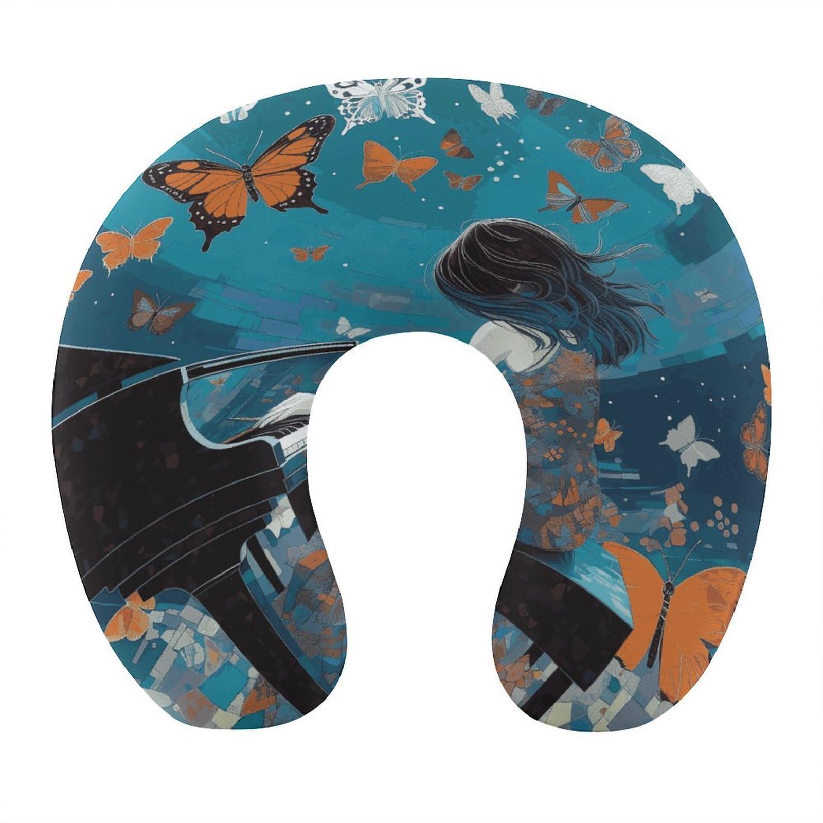 Btcowzrv Style Piano Butterflies U Shaped Neck Pillow Travel Pillows