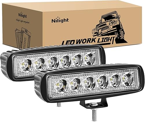 Nilight2 barras de luz LED de trabajo de 18 W6 pulgadas con haz de inundación, antiniebla, impermeable para