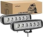 Nilight LED Light Bar 2PCS 18W 6Inch Flood LED Pods Offroad Fog Light Waterproof for Boat SUV ATV 4WD Car Truck Golf Cart 12V 24V,2 Years Warranty