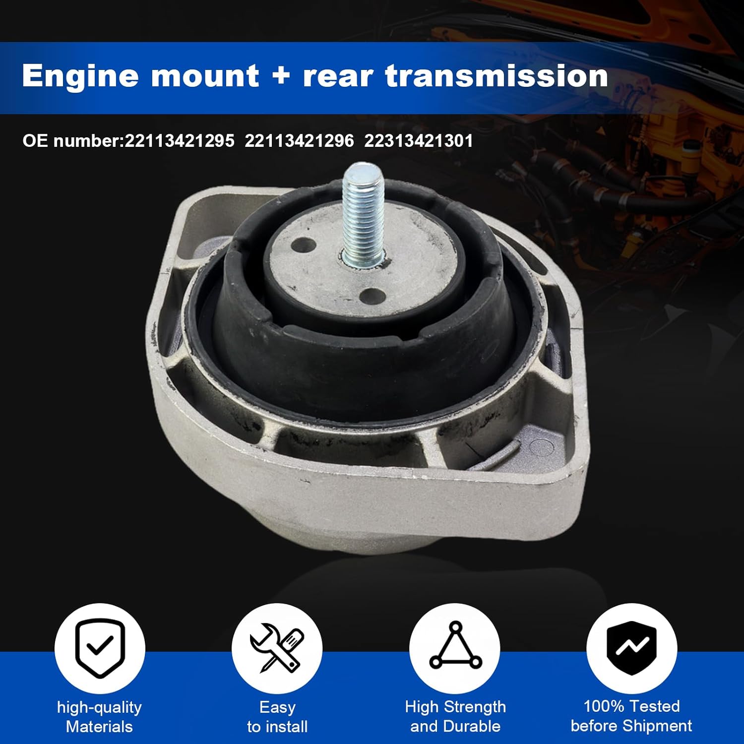 MUNIK Engine Mount L/R Compatible with BMW X3 E83 2003-2006 2.5i 3.0i Replace# 22113421295 22113421296 22313421301