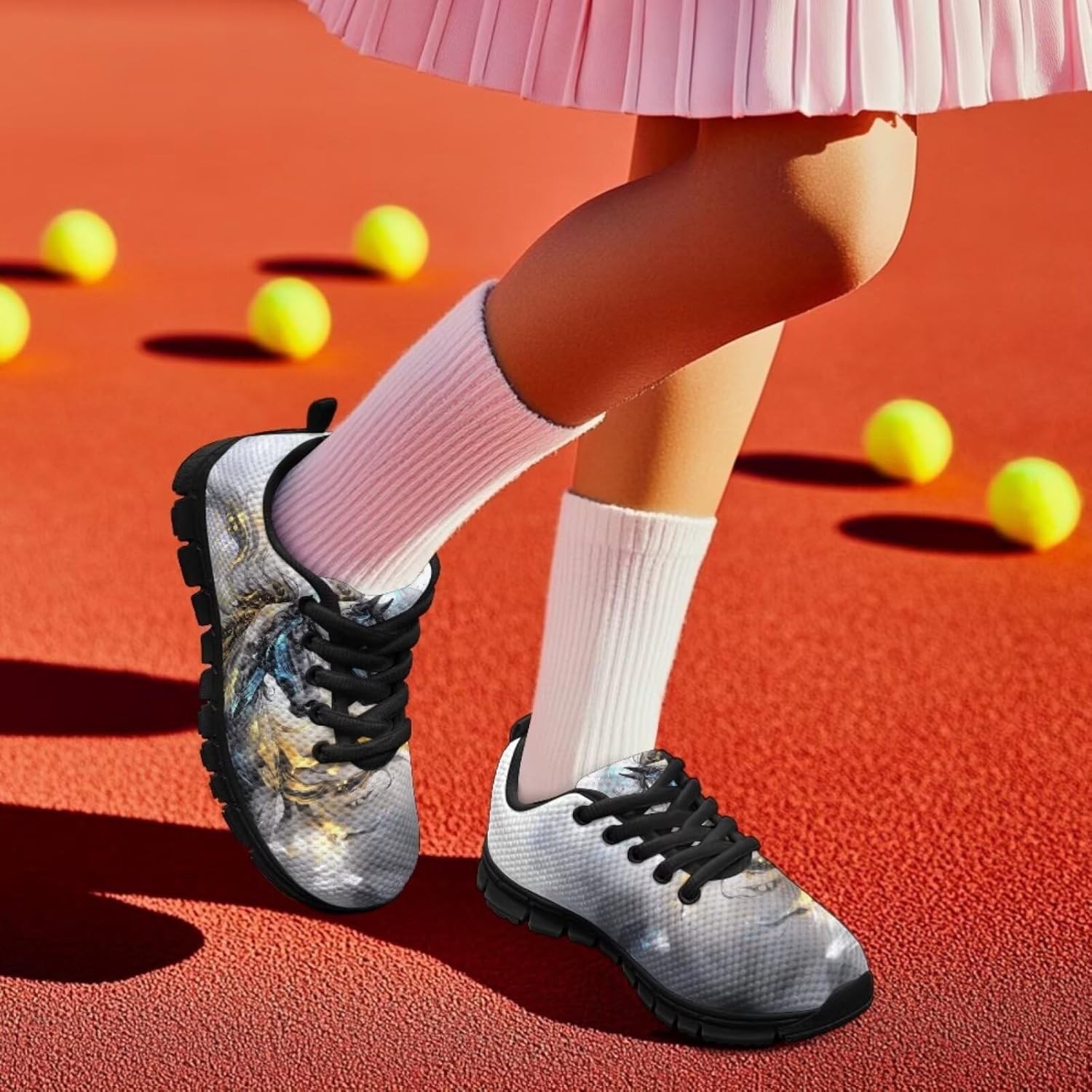 Boys Bass Fish Shoes Little Kid Sneakers with Blue Sky Lace up Tennis Running Shoes School Sports Athletic Sneakers Non-Slip