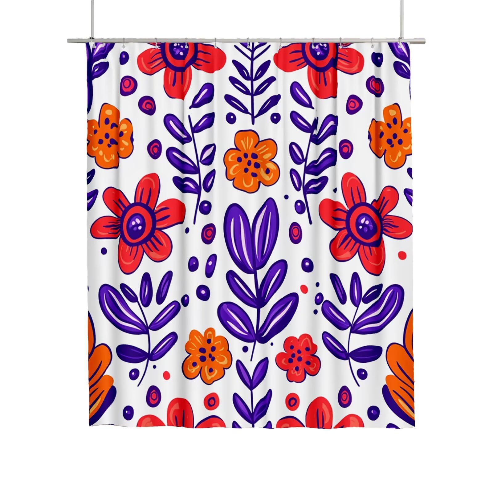 Rideau de douche 180x180 violet à motif feuille pour une salle de bain moderne