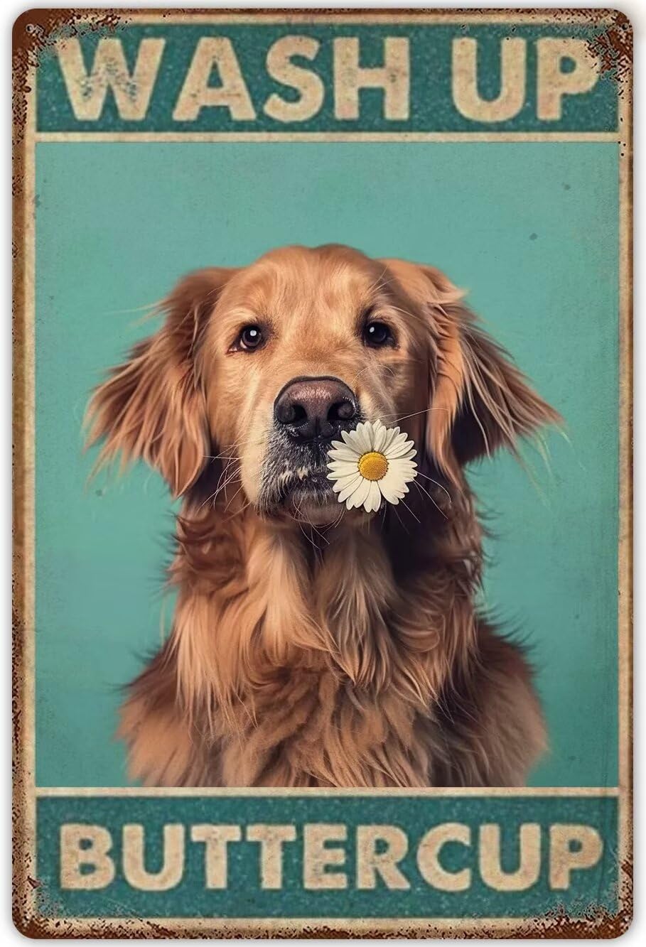 Anceky Golden Retriever Painting Canvas Wall Art Living Room Posters Wash Up Buttercup Funny Bathroom Decor Wall Decor s For Retro Poster Bedroom Club Bar Painting Unframed 12x16 Inch