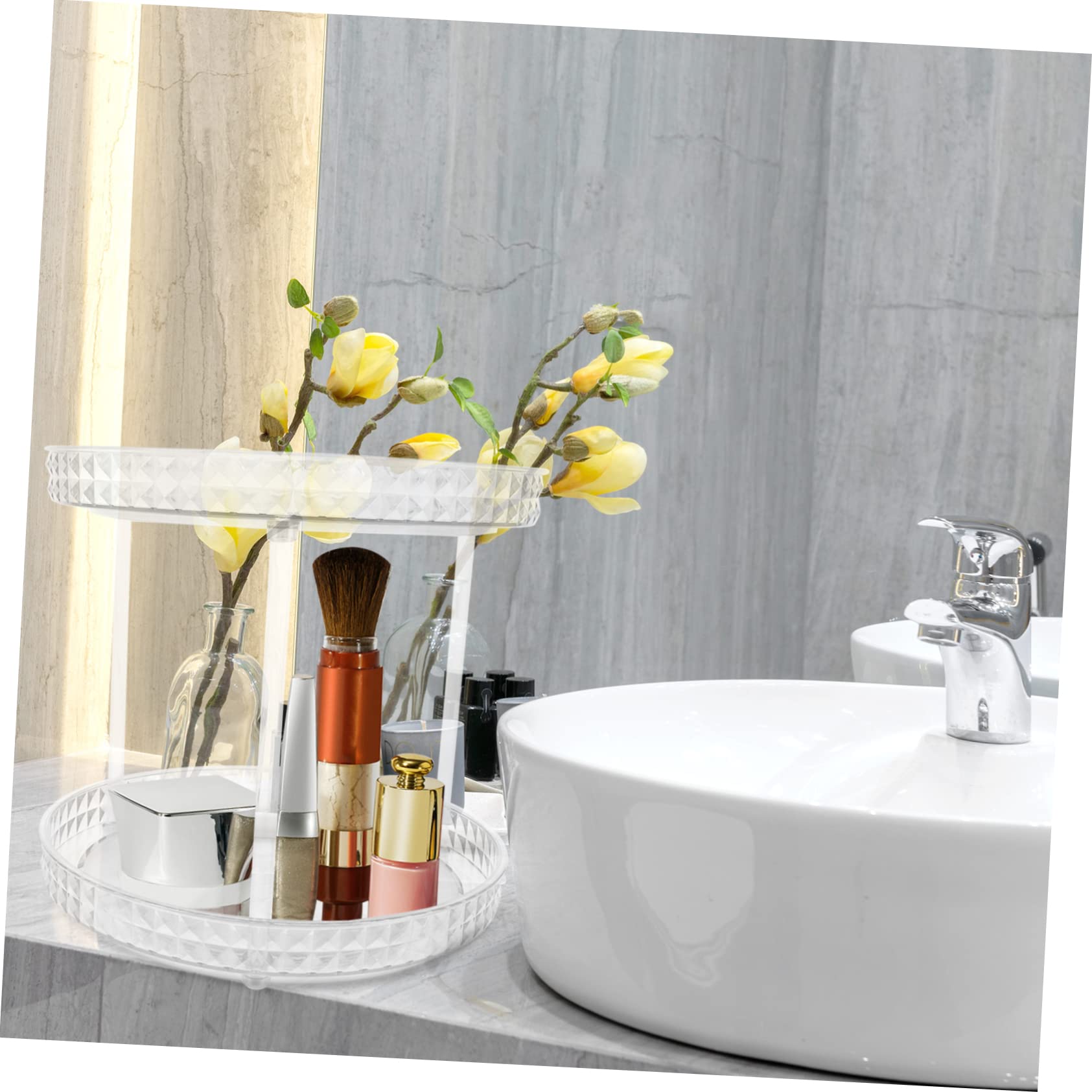 Estante Giratoria de Perfumes para Escritorio, 2 Niveles Pet