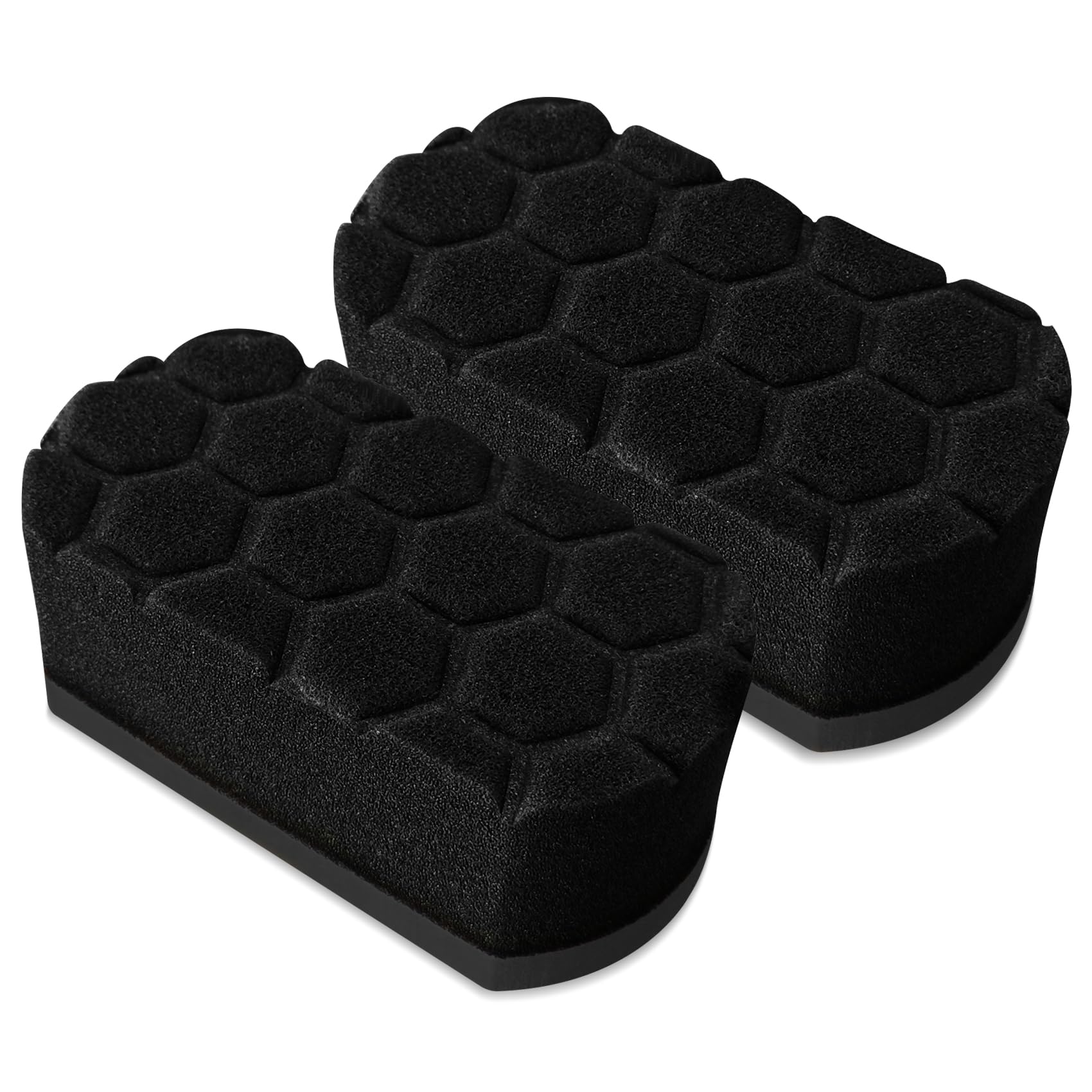 Lyxheth 2PCS Tire Waxing Applicator Pad, Sponge Pad, Easy Grip Hex Logic Tire Shine Dressing Applicator Sponge, Car Durable and Reusable Cleaning Foam Sponges for Wheel Tire Polishing (Black)