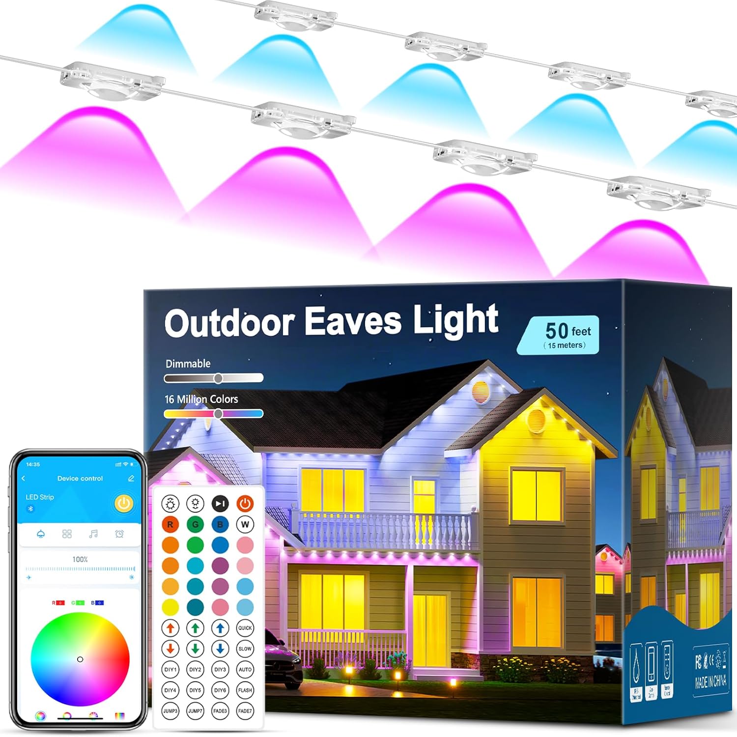 CHARKEE 50FT Smart RGB Permanent Outdoor String Lights – Dimmable via APP & Remote, 25 LEDs, Waterproof IP65 for Christmas, Patio, Garden, Yard, Parties CHARKEE 50FT Smart RGB Permanent Outdoor String Lights – Dimmable via APP & Remote, 25 LEDs, Waterproof IP65 for Christmas, Patio, Garden, Yard, Parties