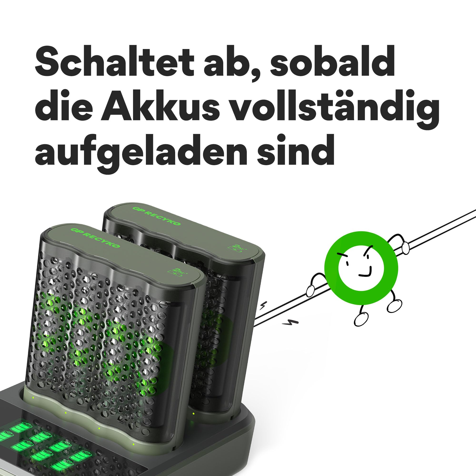 GP ReCyko - Base de Carga USB con 2 Pilas USB GP M452, Incluye 8 Pilas ReCyko AA de 2600 mAh, Cargador AA AAA con Indicadores LED y Base